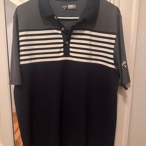 Callaway Men's Black and White Striped Polo